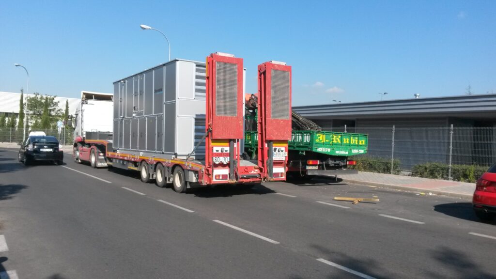 máquina deshumectadora llegando a obra