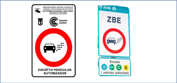 ZBEs (1) Zonas Bajas Emisiones Madrid y Barcelona