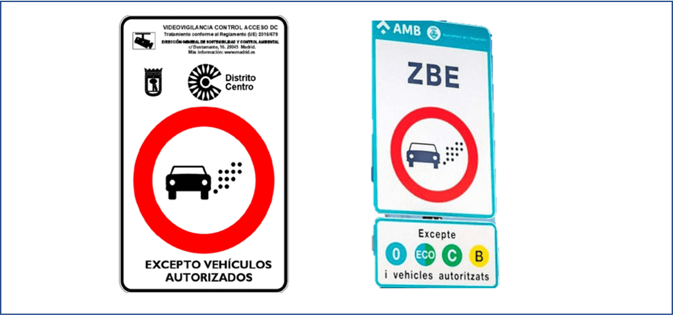 ZBEs (1) Zonas Bajas Emisiones Madrid y Barcelona