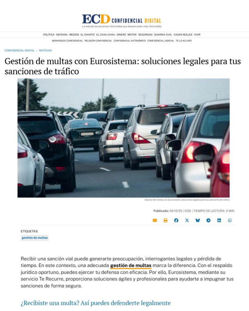 Gestión de multas con Eurosistema: soluciones legales para tus sanciones de tráfico