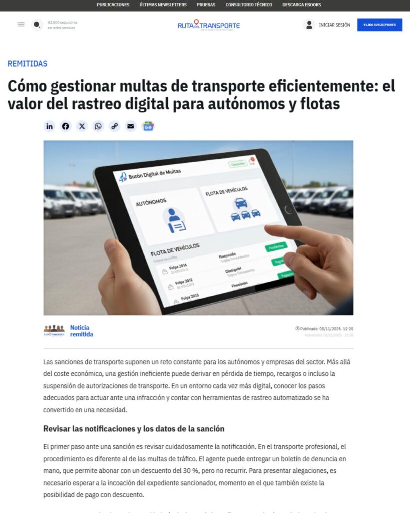 Cómo gestionar multas de transporte eficientemente: el valor del rastreo digital para autónomos y flotas