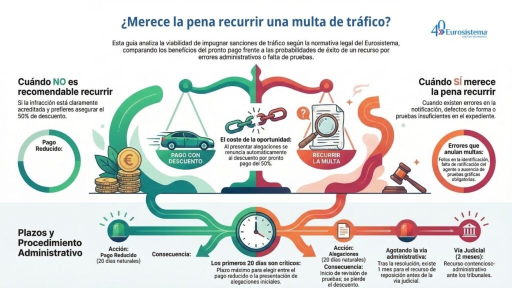 ¿Merece la pena recurrir una multa de tráfico? Infografía sobre cuándo recurrir, errores en multas y plazos administrativos