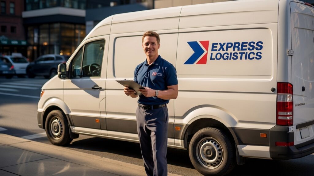 imagen de un autónomo frente a su furgoneta