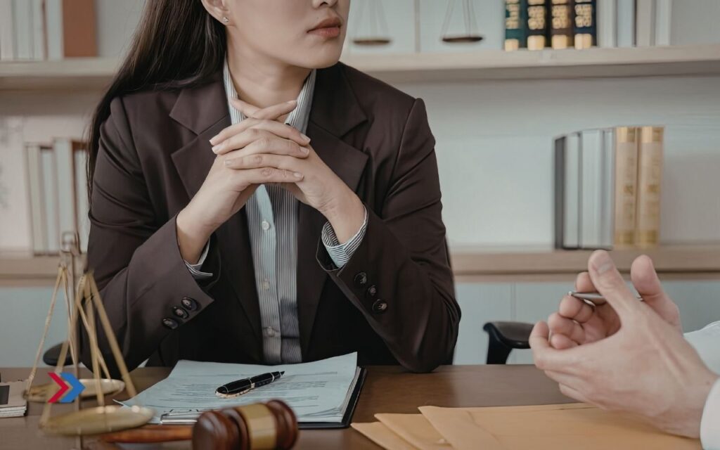 imagen de una mujer asistiendo a un trámite jurídico
