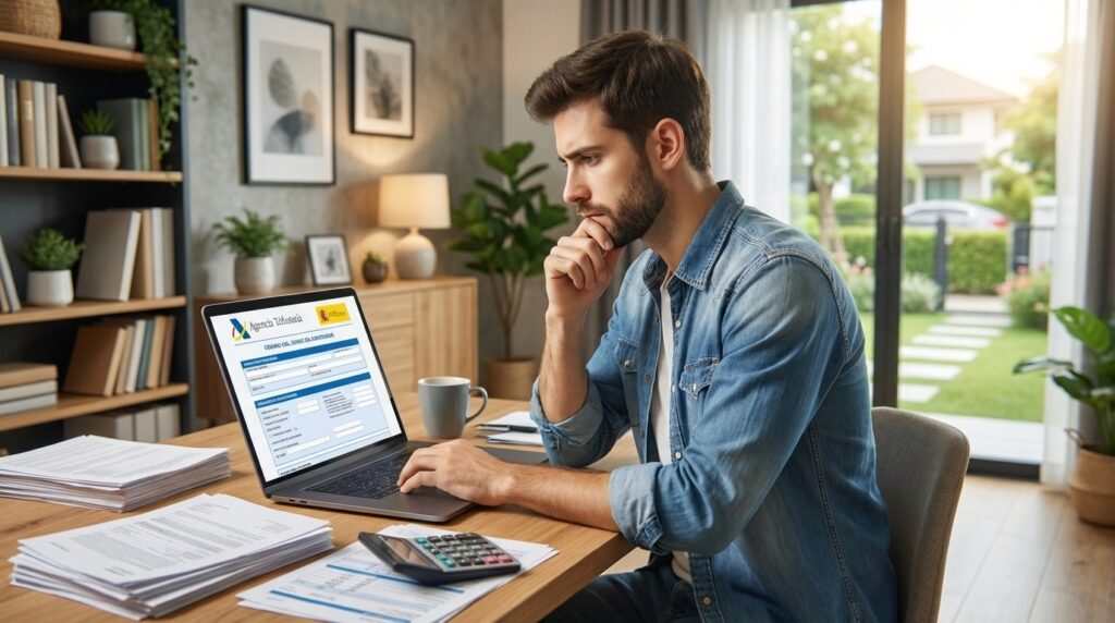 hombre mirando la web de la declaración de la renta