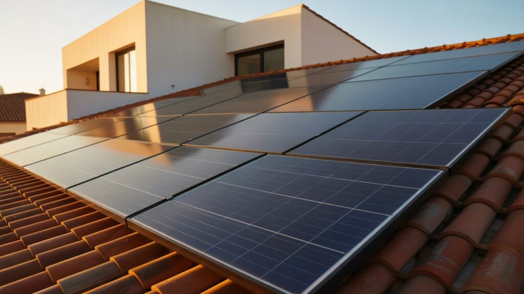 imagen de unas placas solares sobre el tejado de una casa